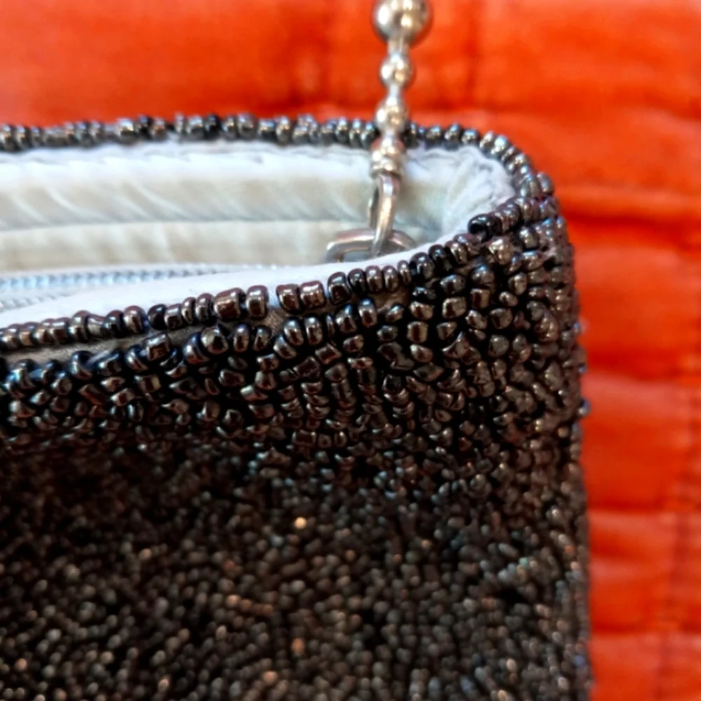 Chan Luu Black Beaded Clutch with Silver Hardware